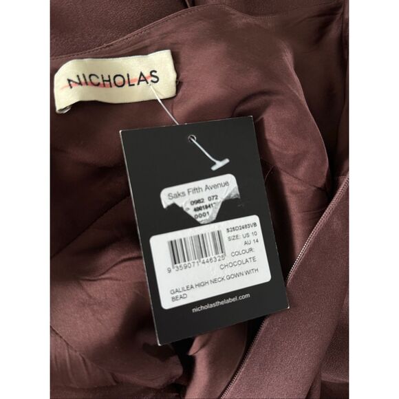 Nicholas the Label Womens Galilea Halter Neck Maxi Dress Dark Plum Size 10 - Picture 9 of 10